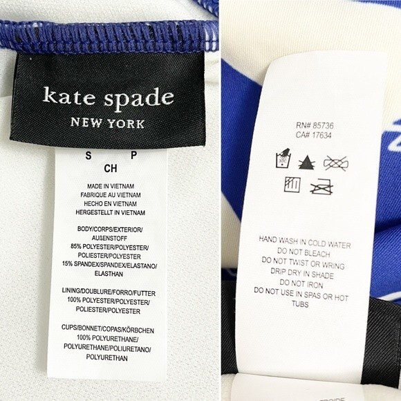 NWT Kate Spade Zigzag Floral Bow-Strap V-neck One-Piece Swimsuit Size Small NEW - Picture 12 of 14